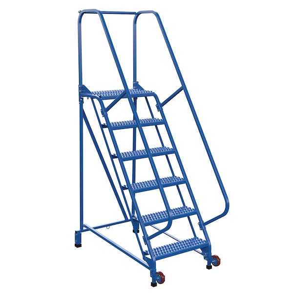 90 H Steel Tip N Roll Ladder, Grip, 6 Step, 58 deg., 6 Steps
